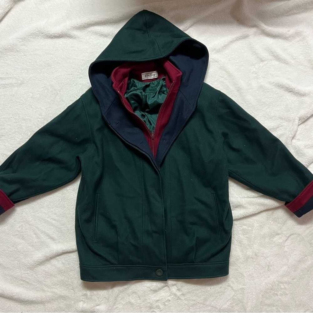 VTG Kay Boys Colorblock Women's Hooded Jacket in Green and Red
